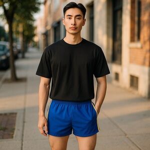 Vintage Ocean 🌊 side Men’s Blue Yellow Side Striped Surf Swim Trunks